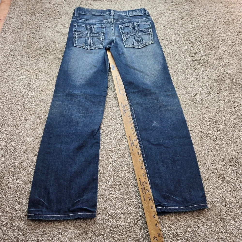 Helix Slim Boot Jeans Boys 16 Blue Dark Wash Contrast Stitch Denim Casual Kids